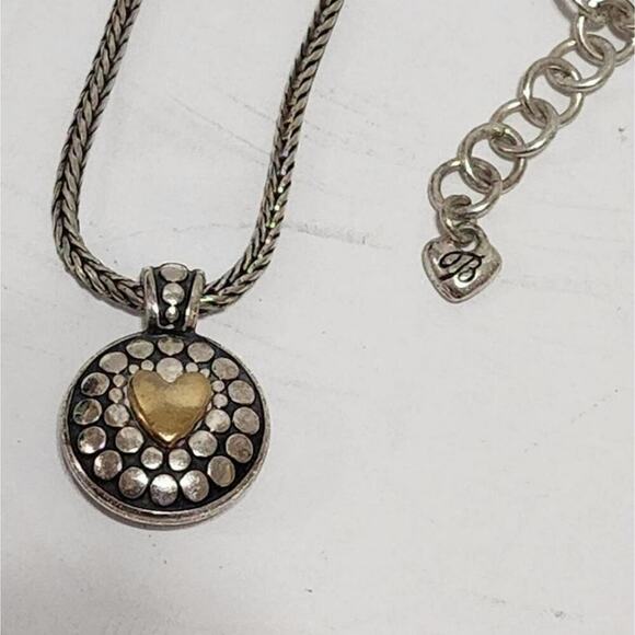 Brighton 2 tone reversible heart pebbled Pendant choker Necklace - Picture 6 of 6